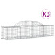 Paniers à gabions arqués 3 pcs 200x50x40/60 cm fer galvanisé 