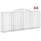 Paniers à gabions arqués 4 pcs 300x30x120/140 cm fer galvanisé 