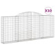 Paniers à gabions arqués 10 pcs 300x30x120/140 cm fer galvanisé 