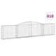 Paniers à gabions arqués 10 pcs 400x30x80/100 cm fer galvanisé 