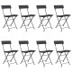 Chaises de bistrot pliantes 8 pcs noir résine tressée et acier 