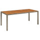 Table de jardin dessus en bois gris 190x90x75 cm résine tressée 
