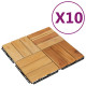 Tuiles de terrasse 10 pcs 30x30 cm bois massif teck 