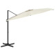 Parasol meuble de jardin déporté avec mât en aluminium 300 x 300 cm - Couleur au choix Sable-blanc