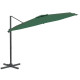 Parasol meuble de jardin sol déporté avec mât en aluminium 300 x 300 cm vert helloshop26 02_0008512 