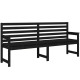 Banc de jardin noir 203,5x48x91,5 cm bois massif de pin 