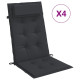 Coussins de chaise à dossier haut lot de 4 tissu oxford - Couleur au choix Noir