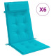 Coussins de chaise à dossier haut lot de 6 tissu oxford - Couleur au choix Turquoise