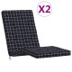 Coussins de chaise longue lot de 2 tissu oxford - Couleur au choix Carreaux-noir