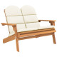 Banc de jardin adirondack et coussins 126 cm bois massif acacia 