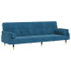 Canapé-lit avec coussins velours - Couleur au choix Bleu