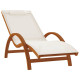 Chaise longue avec coussin blanc textilène/bois massif peuplier 