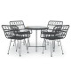 Mobilier à dîner de jardin 5 pcs noir résine tressée 