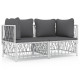 Salon de jardin avec coussins 2 pcs blanc acier 