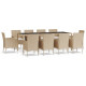 Ensemble à manger de jardin et coussins 11 pcs beige poly rotin 