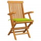 Chaises de jardin bois de teck massif avec coussins - Couleur des coussins et nombre de chaises au choix Vert Vif