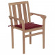 Chaises de jardin bois de teck avec coussins - Couleur des coussins et nombre de chaises au choix Rouge-bordeaux