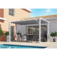 Pergola aluminium coloris blanc poteaux grosses sections 7 lambourdes avec toile d ombrage grise 12 m2, altper4030wn 