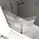 Pare baignoire avec volet pivotant 130x105cm - profilé aluminium chrome et verre transparent bande dépolie - heritage 