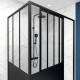 Pack paroi porte de douche coulissante 120x200cm + retour 80cm type atelier - noir mat - verre 5mm 