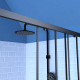 Porte de douche carrée coulissante - verre sérigraphié noir 90x90 Aurlane - FAC594 