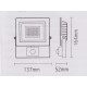 Projecteur led phare détecteur de mouvement crépusculaire ultra slim 10w ip54 - couleur eclairage : blanc froid 6000k - 8000k 