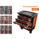 Servante d'atelier 6 tiroirs équipée 114 outils dans 9 modules, fidex-810477 