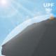 Parasol 3 m ombrelle octogonal protection solaire anti-uv upf50+ mât et baleines en bois inclinable sans socle pour terrasse balcon jardin gris 