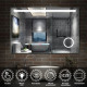 Aica miroir salle de bain anti-buée led de 100 x 70 cm avec horloge, interrupteur tactile et grossisant 3x 