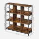 Meuble de rangement 3 niveaux étagère rangement bibliothèque style industriel 9 cubes 100 x 30 x 103 1 cm marron rustique et noir helloshop26 12_0002796 