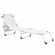 Bain de soleil transat chaise longue pliable avec pare-soleil acier pvc polyester 187 cm blanc 