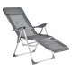 Chaise transat bain de soleil aluminium polyester pvc pliant réglable inclinable 118 cm gris foncé 