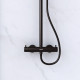 Paroi de douche 120cm verre 8mm - profilé + barre extensible + colonne de douche thermostatique noir mat Aurlane - PACF341 