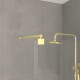 Paroi de douche 140x200cm verre 8mm - profilé + barre extensible finition or brossé - freedom 2 gold 