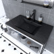 Meuble de salle de bain 80x50cm blanc - 2 tiroirs blanc - vasque résine noire effet pierre - structura p016 