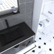 Pack meuble salle de bain + colonne - 80x50 -2 tiroirs noir - vasque noir et miroir led noir mat 