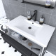 Pack meuble de salle de bain 80x50cm blanc - 2 tiroirs noir mat - vasque résine blanche et miroir led noir mat - structura p022 