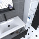 Pack meuble de salle de bain 80x50 cm noir - vasque résine blanche + miroir noir mat + colonne Aurlane - PACM025 