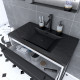 Meuble de salle de bain 80x50cm blanc - 2 tiroirs noir mat - vasque résine noire effet pierre - structura p027 Aurlane - PACM027 