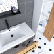 Pack meuble de salle de bain 80x50 cm - 2 tiroirs - vasque blanche + miroir noir mat + colonne Aurlane - PACM036 