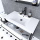 Pack meuble de salle de bain 80x50cm noir mat - 2 tiroirs blanc - vasque blanche et miroir noir mat - structura p045 