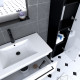 Ensemble de salle de bain blanc 80cm+ vasque résine blanche + tiroirs blanc mat + miroir + colonne Aurlane - PACM046 