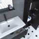 Pack meuble de salle de bain 80x50 cm blanc - 2 tiroirs - vasque blanche - miroir - colonne suspendu Aurlane - PACM058 