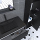 Meuble salle de bains 80 cm, vasque noire, miroir led et colonne - noir - structura 