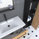 Meuble salle de bains 80 cm, vasque blanche, miroir led et colonne - chêne et noir - structura 