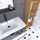 Ensemble de salle de bain 80cm + vasque blanche 80x50 + tiroir blanc mat + miroir + colonne Aurlane - PACM080 