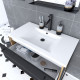 Meuble de salle de bain 80x50cm - vasque blanche 80x50cm - 2 tiroirs noir mat + miroir Aurlane - PACM089 