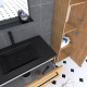 Pack meuble de salle de bain 80x50cm chene brun - 2 tiroirs chene brun - vasque resine noire Aurlane - PACM108 
