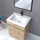 Meuble salle de bain 60x80cm - finition chêne naturel + vasque blanche + miroir - timber 60 - pack03 