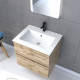 Meuble salle de bain 60x54 - finition chene naturel + vasque blanche + miroir led - timber 60 - pack10 